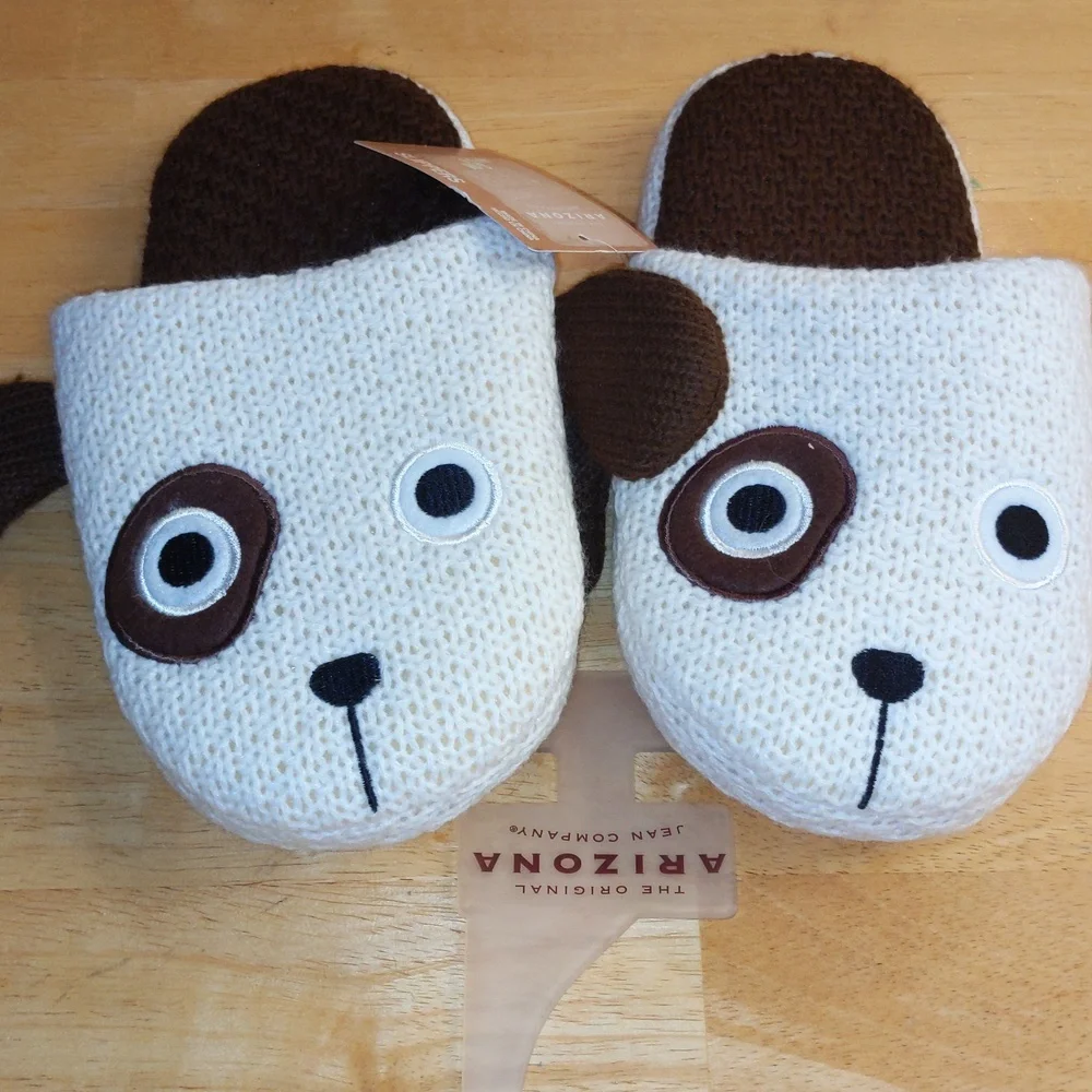 Women's Slippers S/M 5-8 Dog Lover Puppy Face Mules Bullseye House Shoes